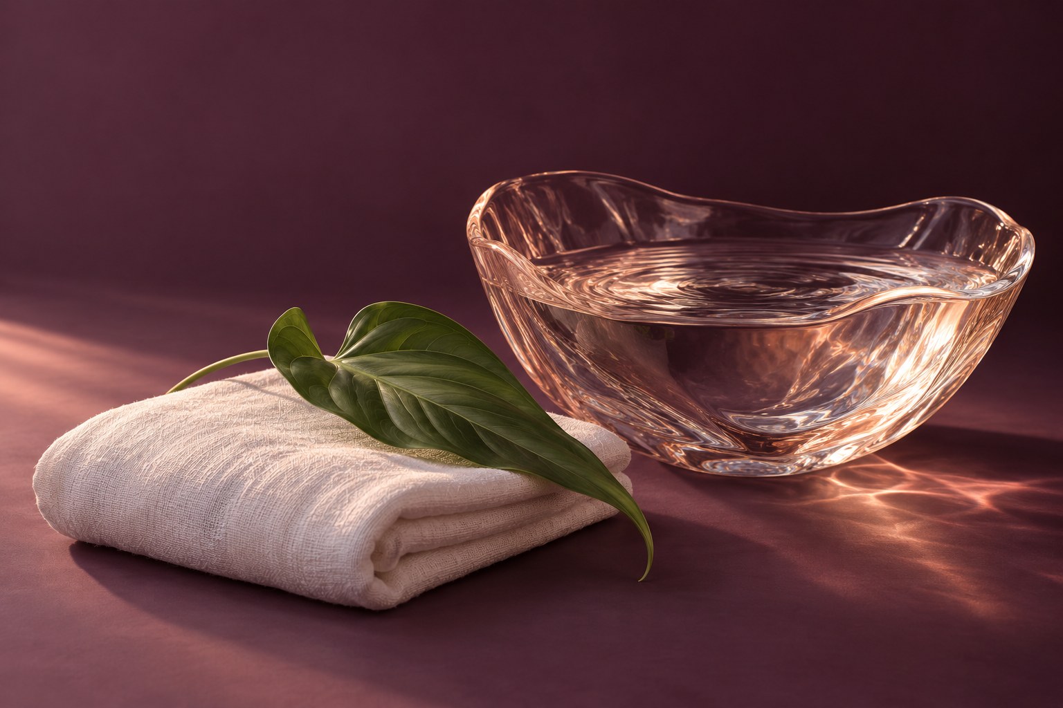 Illustrative spa still-life with towels and treatment accessories